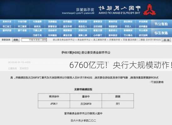 6760亿元！央行大规模动作！