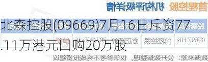 北森控股(09669)7月16日斥资77.11万港元回购20万股