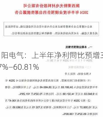 明阳电气：上半年净利同比预增36.07%―60.81%