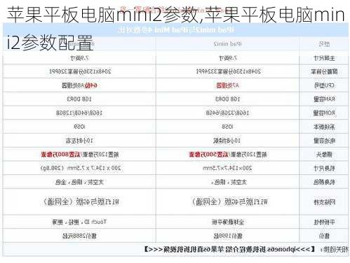 苹果平板电脑mini2参数,苹果平板电脑mini2参数配置