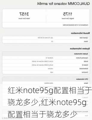 红米note95g配置相当于骁龙多少,红米note95g配置相当于骁龙多少