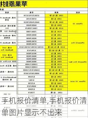 手机报价清单,手机报价清单图片显示不出来