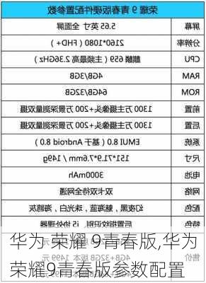 华为 荣耀 9青春版,华为荣耀9青春版参数配置