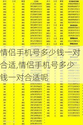 情侣手机号多少钱一对合适,情侣手机号多少钱一对合适呢