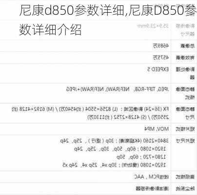 尼康d850参数详细,尼康D850参数详细介绍