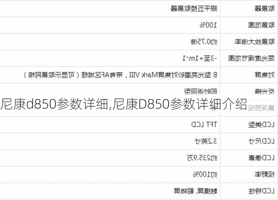 尼康d850参数详细,尼康D850参数详细介绍