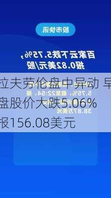 拉夫劳伦盘中异动 早盘股价大跌5.06%报156.08美元