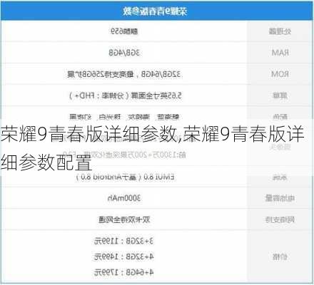 荣耀9青春版详细参数,荣耀9青春版详细参数配置