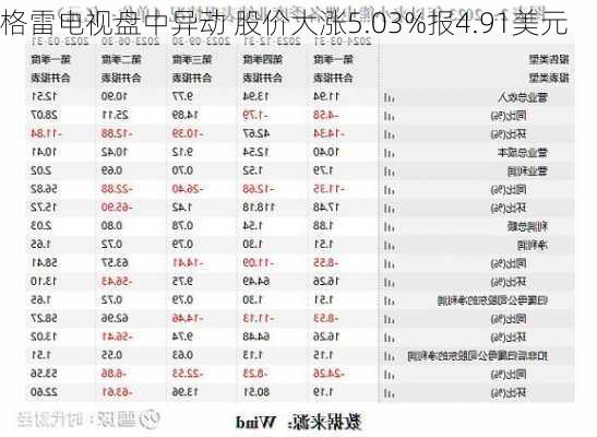 格雷电视盘中异动 股价大涨5.03%报4.91美元