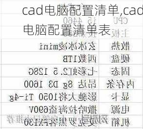 cad电脑配置清单,cad电脑配置清单表