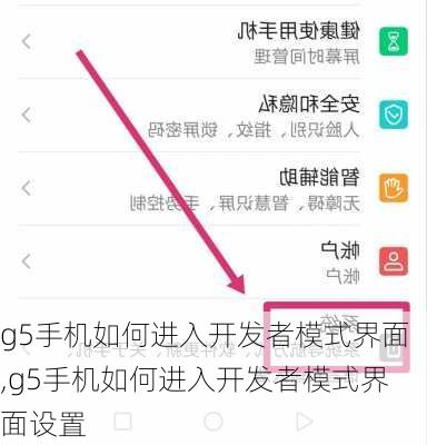 g5手机如何进入开发者模式界面,g5手机如何进入开发者模式界面设置