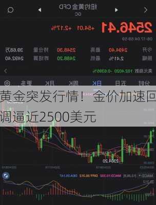 黄金突发行情！金价加速回调逼近2500美元