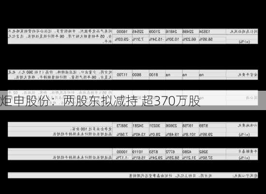 炬申股份：两股东拟减持 超370万股