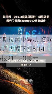 特斯拉盘中异动 临近收盘大幅下挫5.14%报211.80美元