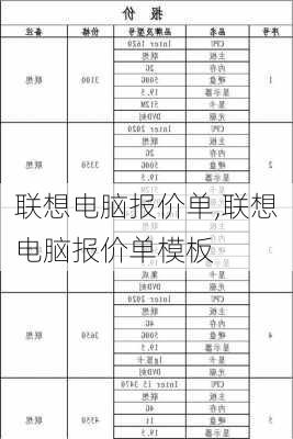 联想电脑报价单,联想电脑报价单模板