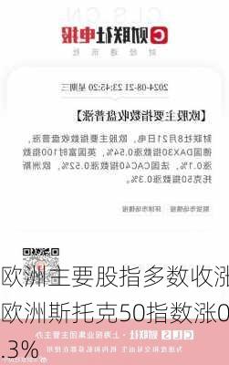 欧洲主要股指多数收涨 欧洲斯托克50指数涨0.3%