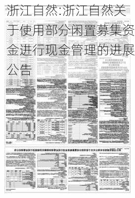 浙江自然:浙江自然关于使用部分闲置募集资金进行现金管理的进展公告