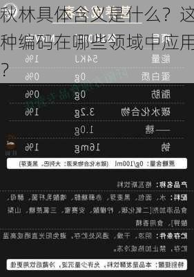 秋林具体含义是什么？这种编码在哪些领域中应用？