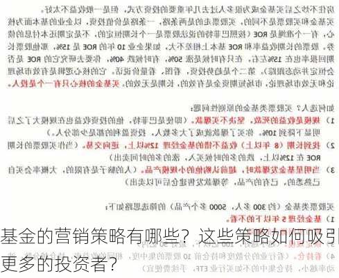 基金的营销策略有哪些？这些策略如何吸引更多的投资者？