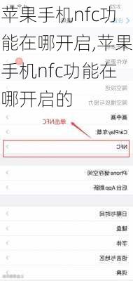 苹果手机nfc功能在哪开启,苹果手机nfc功能在哪开启的