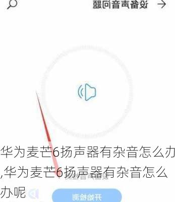 华为麦芒6扬声器有杂音怎么办,华为麦芒6扬声器有杂音怎么办呢
