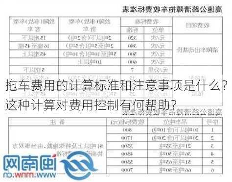 拖车费用的计算标准和注意事项是什么？这种计算对费用控制有何帮助？