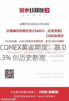 COMEX黄金期货：跌 0.3% 创历史新高