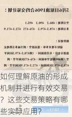 如何理解原油的形成机制并进行有效交易？这些交易策略有哪些实际应用？