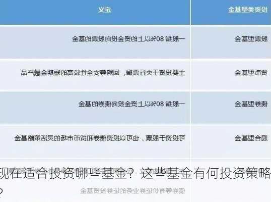 现在适合投资哪些基金？这些基金有何投资策略？