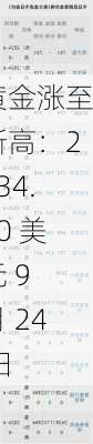 黄金涨至新高：2634.90 美元 9 月 24 日