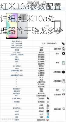 红米10a参数配置详细,红米10a处理器等于骁龙多少