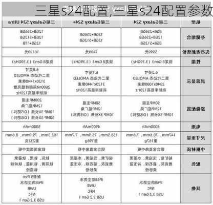 三星s24配置,三星s24配置参数