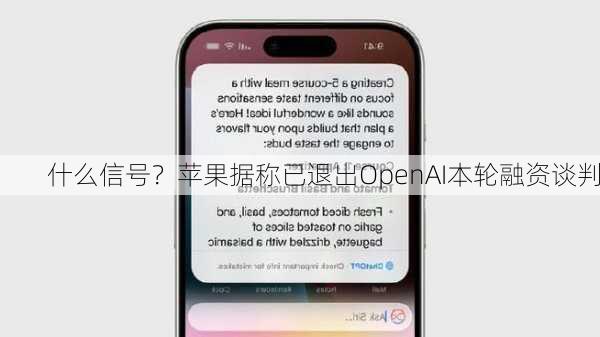 什么信号？苹果据称已退出OpenAI本轮融资谈判