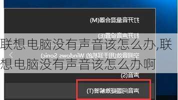 联想电脑没有声音该怎么办,联想电脑没有声音该怎么办啊