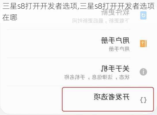 三星s8打开开发者选项,三星s8打开开发者选项在哪