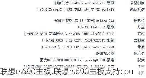 联想rs690主板,联想rs690主板支持cpu