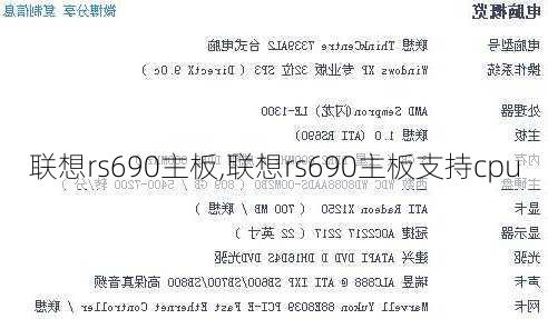 联想rs690主板,联想rs690主板支持cpu