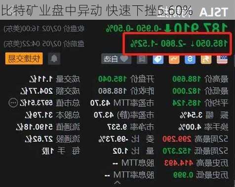 比特矿业盘中异动 快速下挫5.60%