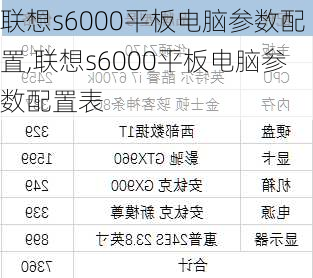 联想s6000平板电脑参数配置,联想s6000平板电脑参数配置表