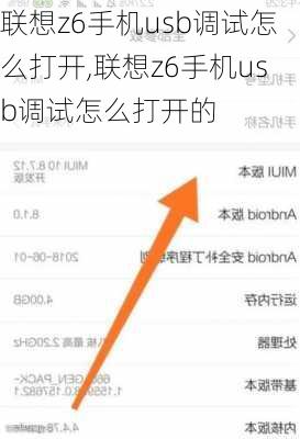 联想z6手机usb调试怎么打开,联想z6手机usb调试怎么打开的