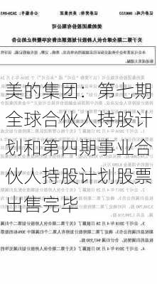 美的集团：第七期全球合伙人持股计划和第四期事业合伙人持股计划股票出售完毕