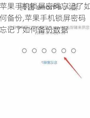 苹果手机锁屏密码忘记了如何备份,苹果手机锁屏密码忘记了如何备份数据