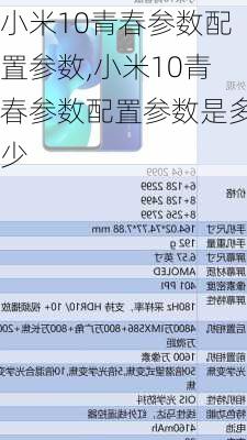 小米10青春参数配置参数,小米10青春参数配置参数是多少