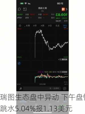 瑞图生态盘中异动 下午盘快速跳水5.04%报1.13美元