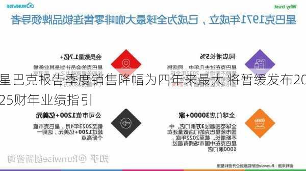 星巴克报告季度销售降幅为四年来最大 将暂缓发布2025财年业绩指引