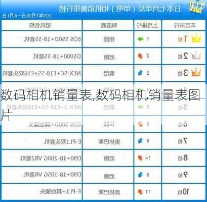 数码相机销量表,数码相机销量表图片