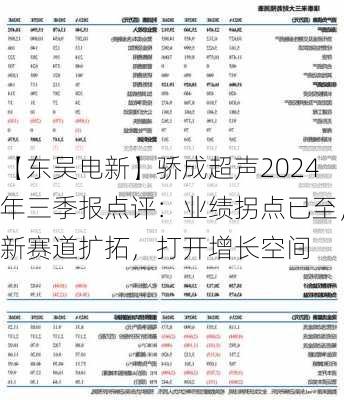 【东吴电新】骄成超声2024年三季报点评：业绩拐点已至，新赛道扩拓，打开增长空间