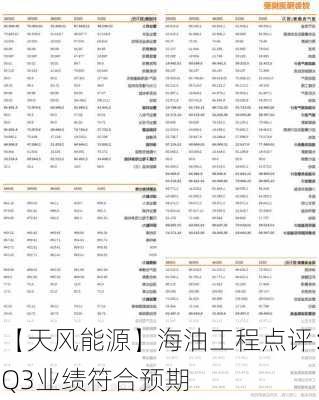 【天风能源】海油工程点评：Q3业绩符合预期