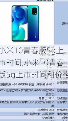 小米10青春版5g上市时间,小米10青春版5g上市时间和价格