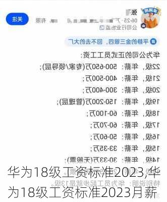 华为18级工资标准2023,华为18级工资标准2023月薪